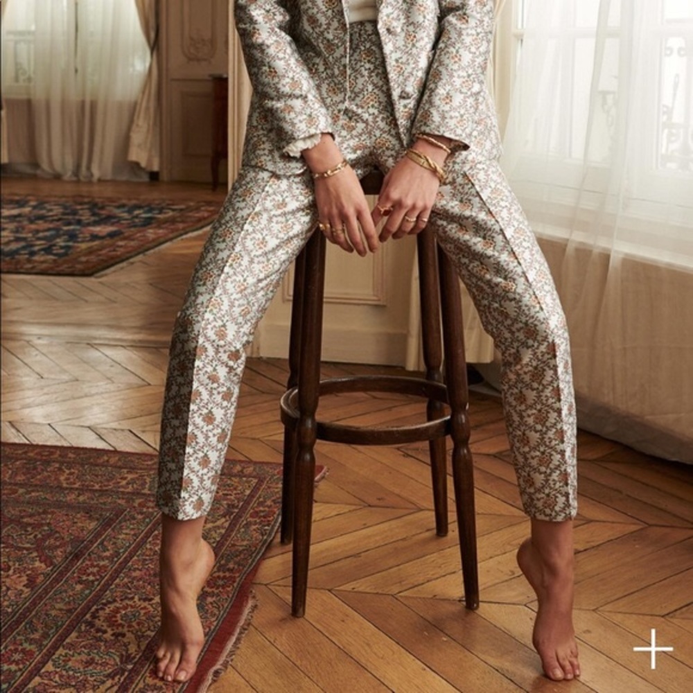 Sézane Gustav Trousers in Jacquard Baroque Flowers